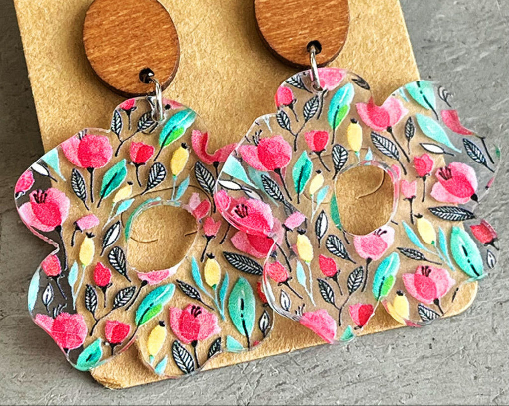 Botanical Flower Dangle Earrings