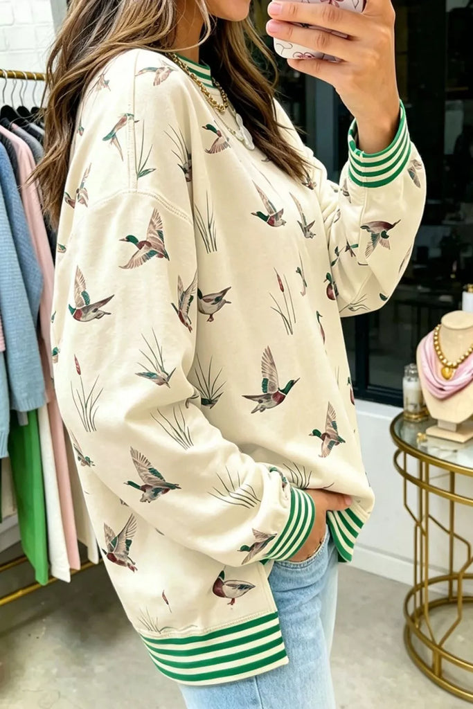 Meet Me at the Marsh Duck Print Sweatshirt
