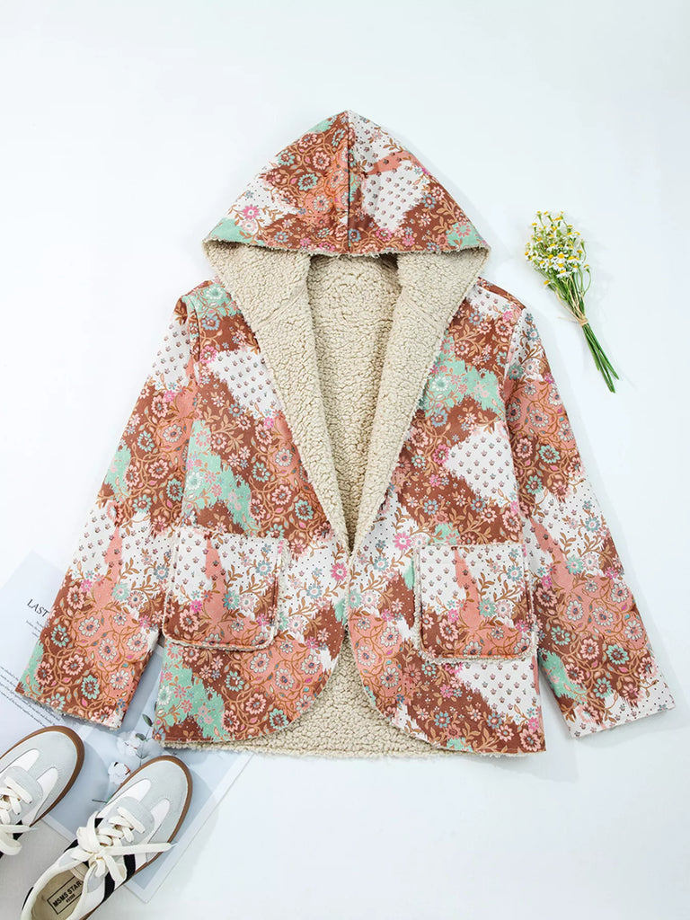 My Time Floral Sherpa Lined Hooded Jacket