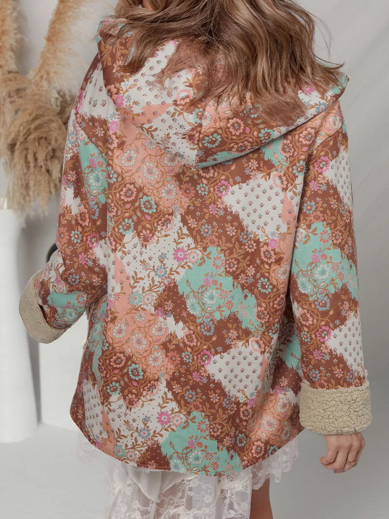 My Time Floral Sherpa Lined Hooded Jacket