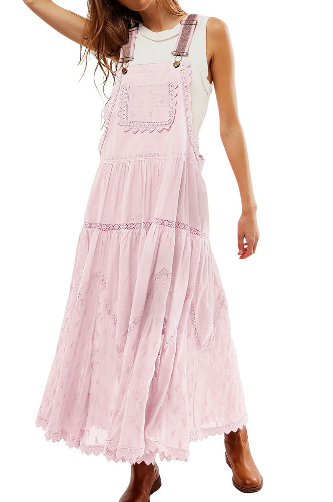 The Meadow Bib Lace Embroidered Maxi Dress