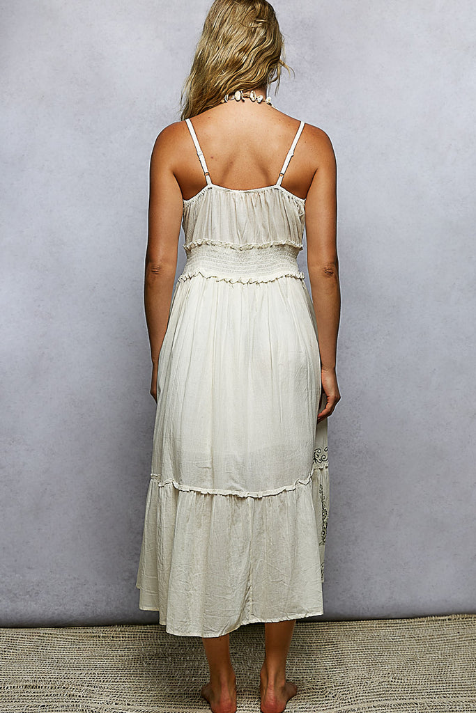 Smocked Waistband Floral Midi Cami Dress by POL