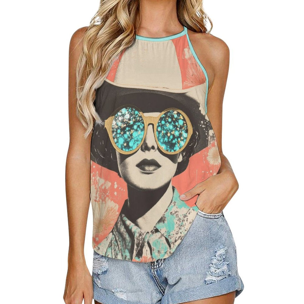 Turquoise Cowgirl Retro Pop Western Tank Top by Baha Ranch