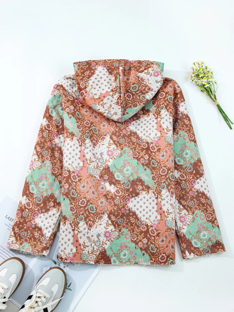 My Time Floral Sherpa Lined Hooded Jacket