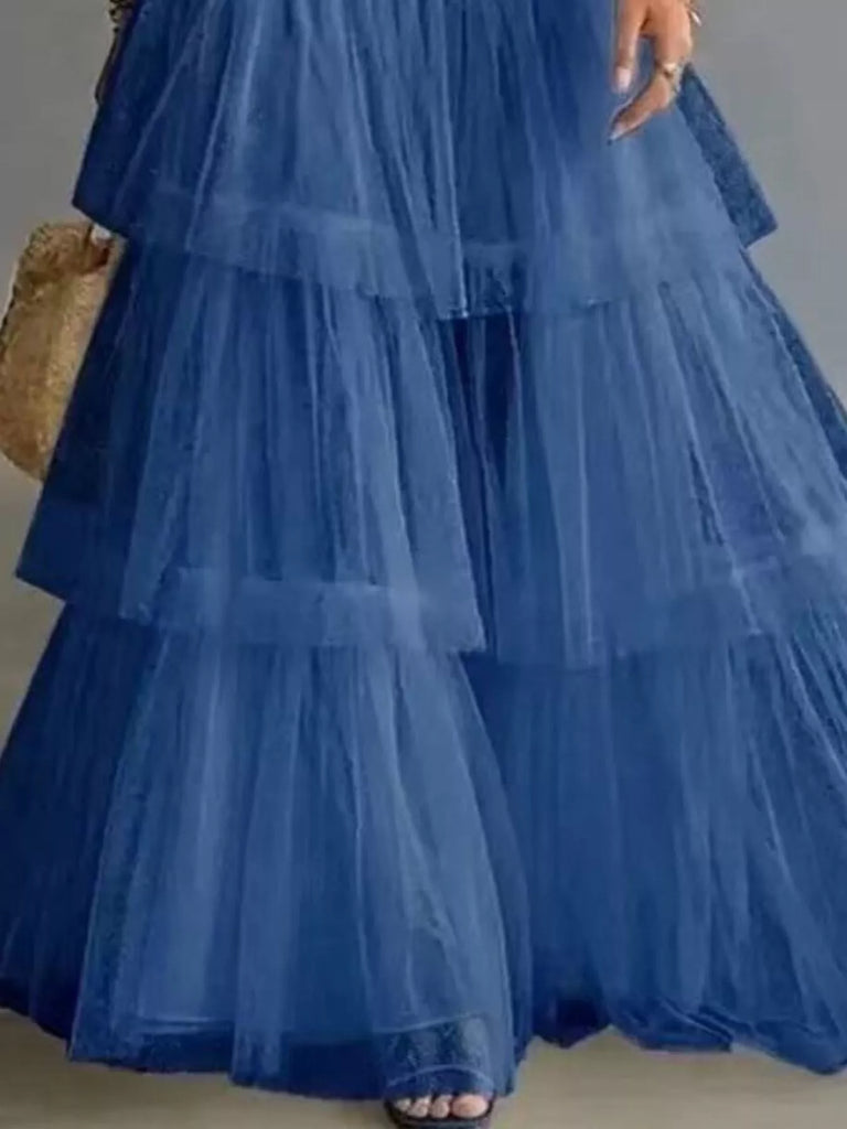 Barn Night Denim and Tulle Maxi Skirt