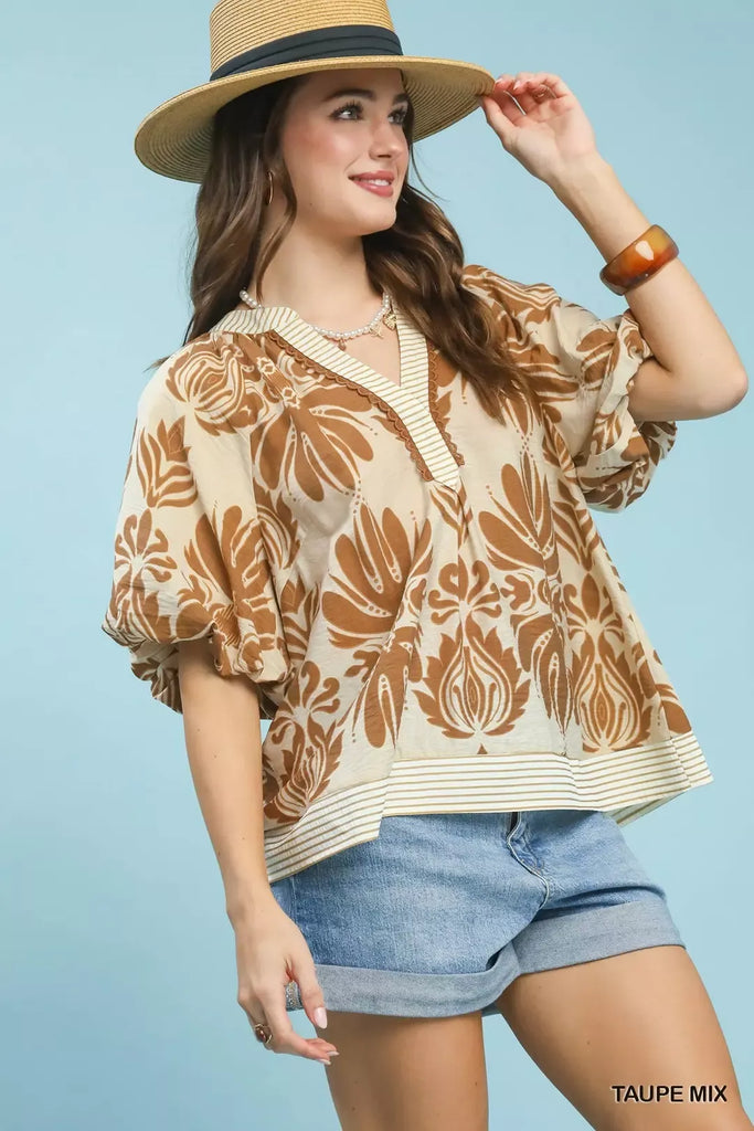Mix Printed Top by Umgee
