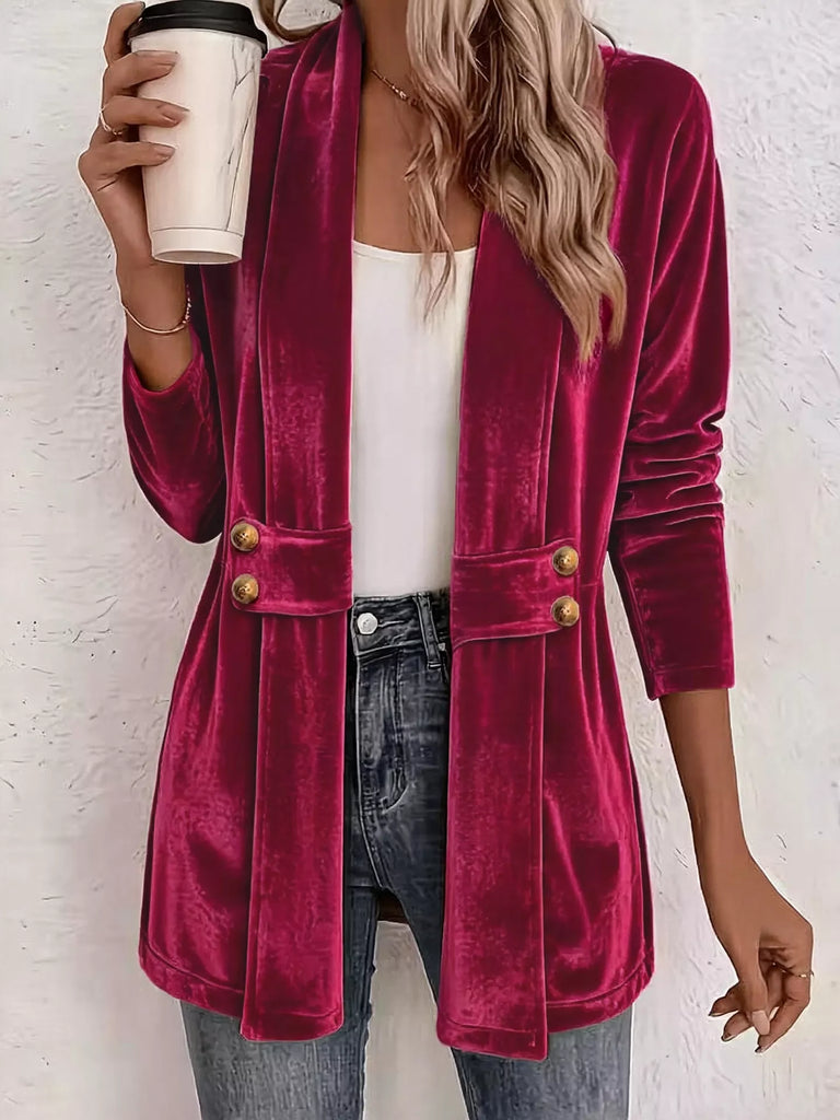 Velvet Open-Front Jacket