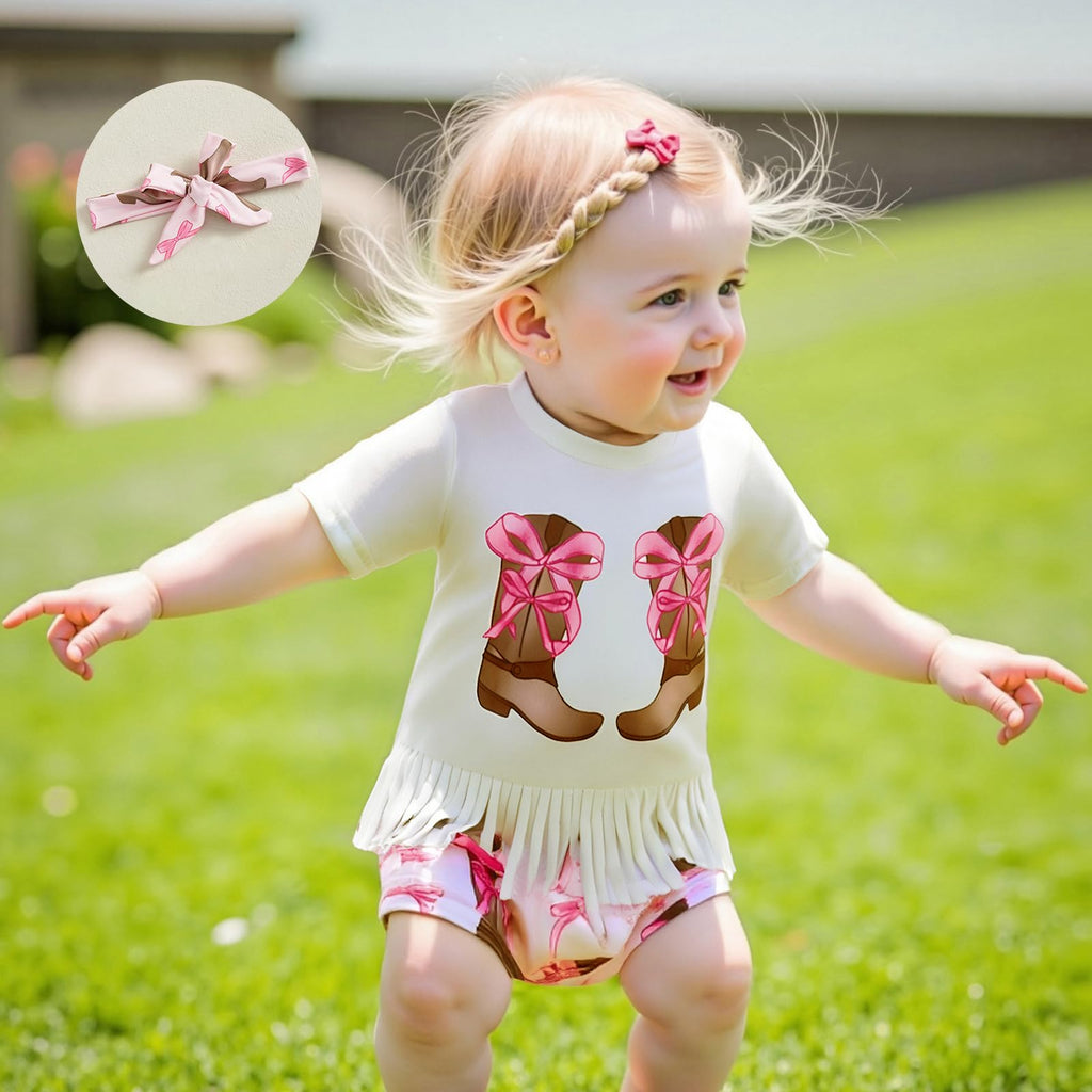 Cowgirl Up T-Shirt Tassel Top and Shorts with Headband