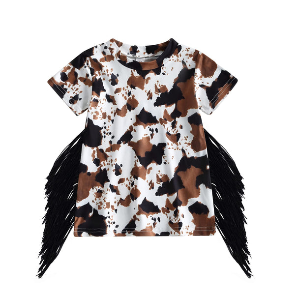 Cow Print Fringe Boho Dress for Your Precious Cowkid
