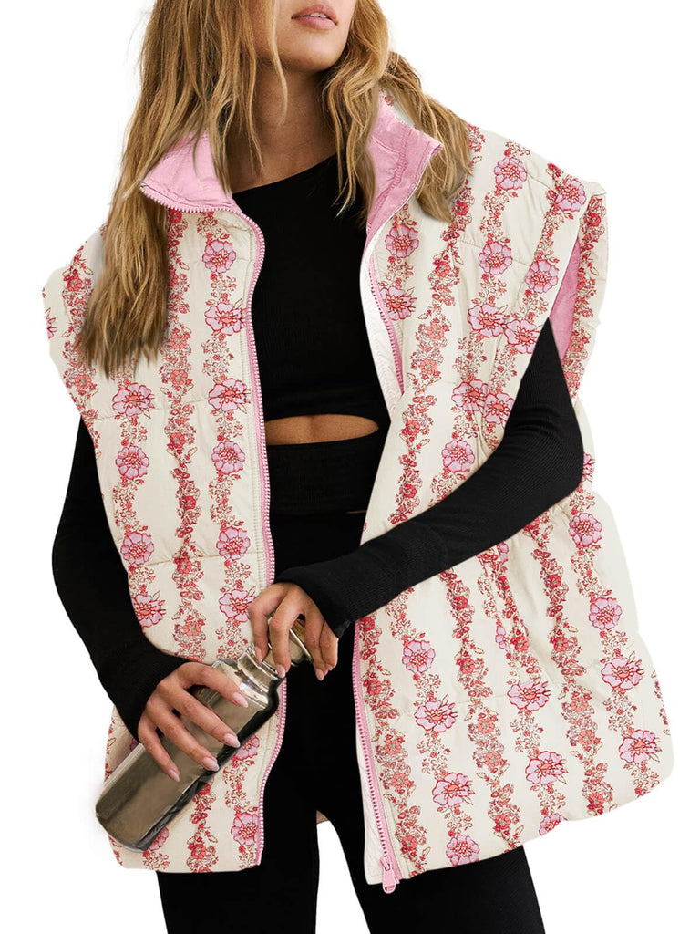 Wild and Free Floral Oversized Puffer Vest