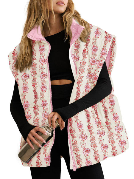 Wild and Free Floral Oversized Puffer Vest
