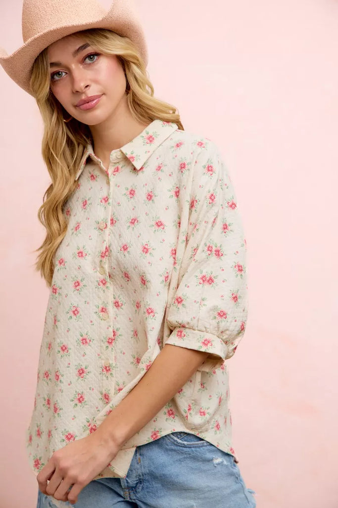 Floral Print Dolman Blouse Top by BiBi