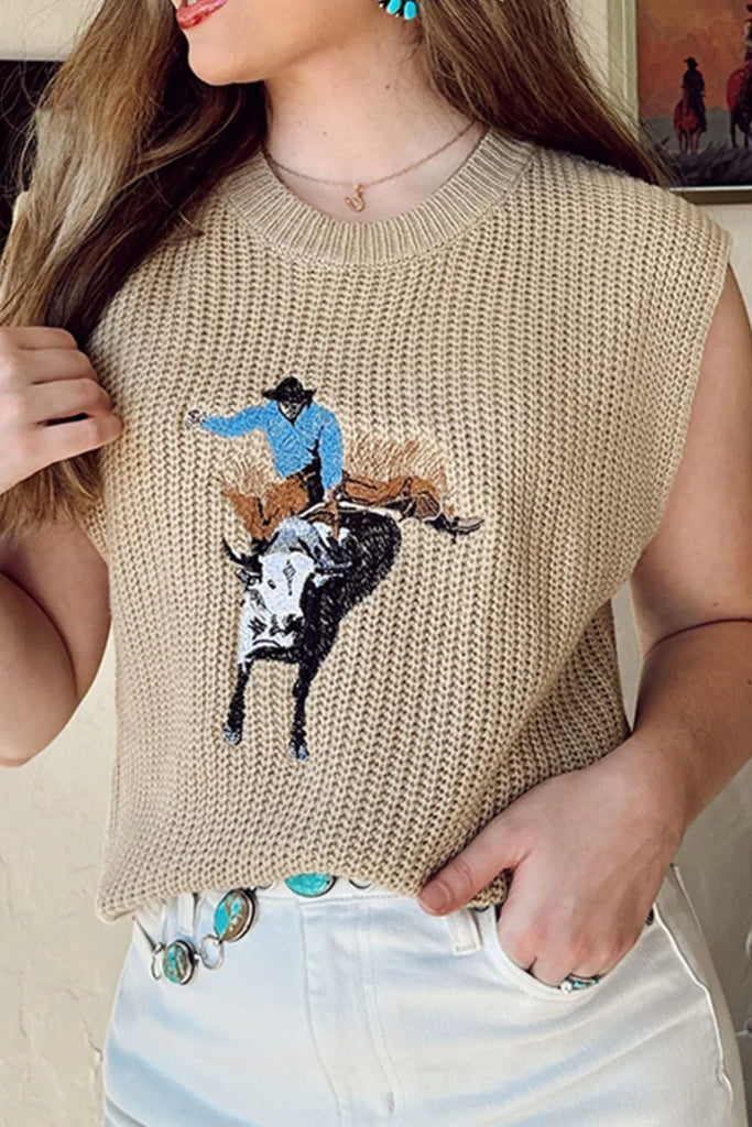Yee! Haw! Embroidered Bronc Sweater