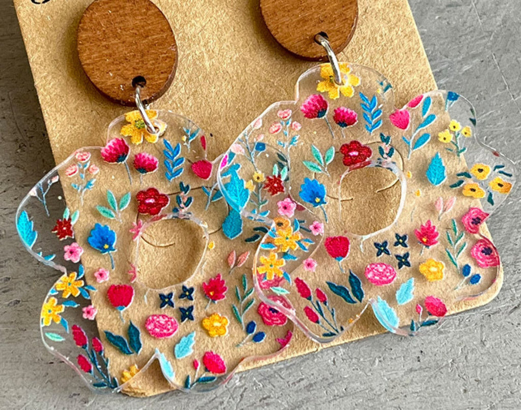 Botanical Flower Dangle Earrings