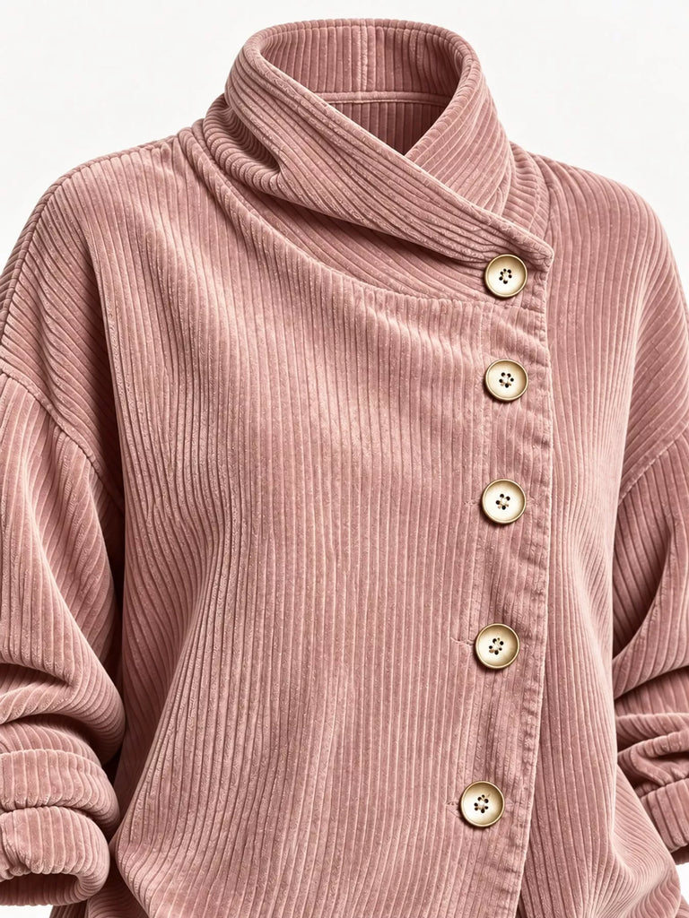 LaLa Asymmetric Button-Down Corduroy Jacket