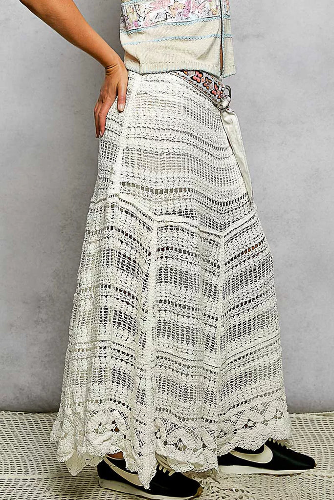 Boho Crochet Knit Maxi Skirt by POL