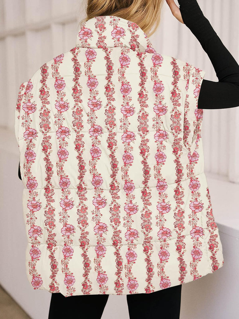 Wild and Free Floral Oversized Puffer Vest