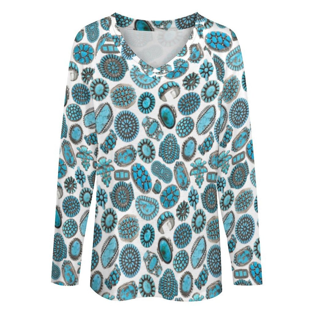 Turquoise Crazy Long Sleeve Top from Baha Ranch