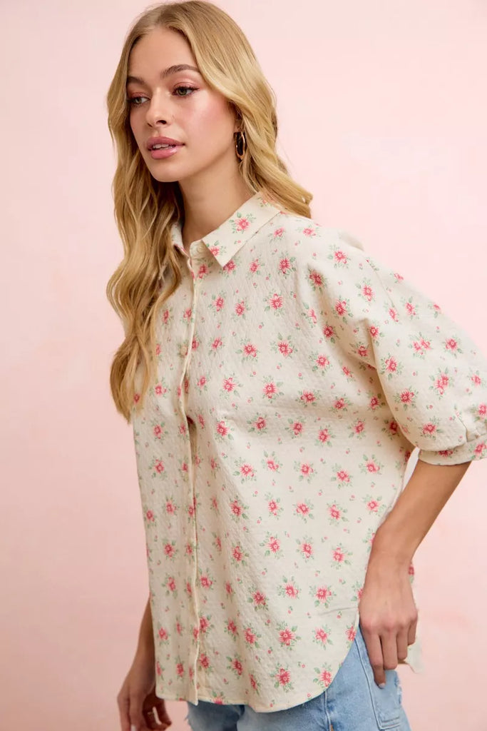 Floral Print Dolman Blouse Top by BiBi