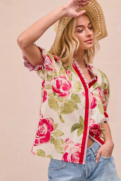 Floral Print Ruffled Blouse by BiBi