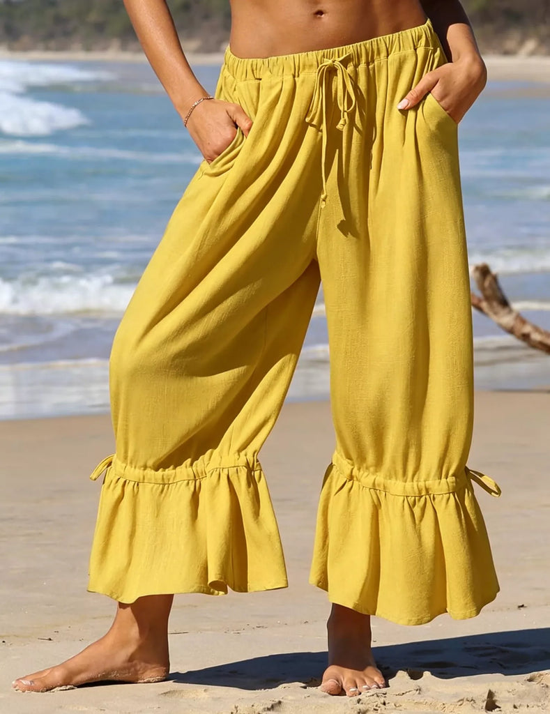 Barnyard Whispers Wide Leg Pants with Ruffle Hem