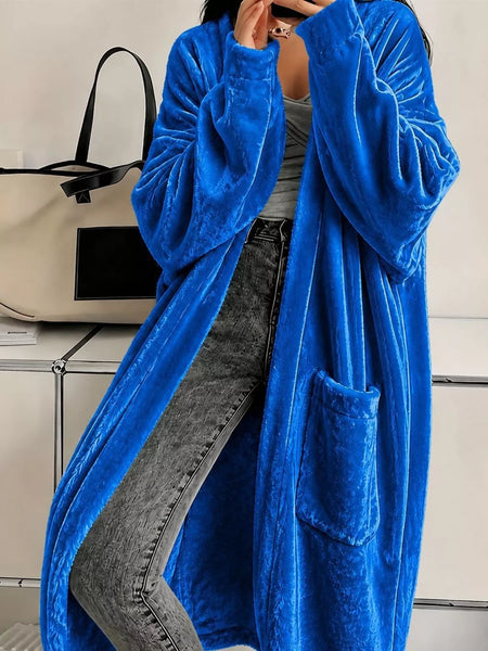 Me and You Velvet Open-Front Velvet Maxi Jacket
