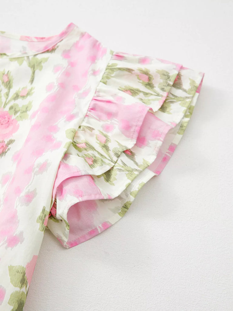 Love You A Bunch Floral Ruffle Sleeve Blouse
