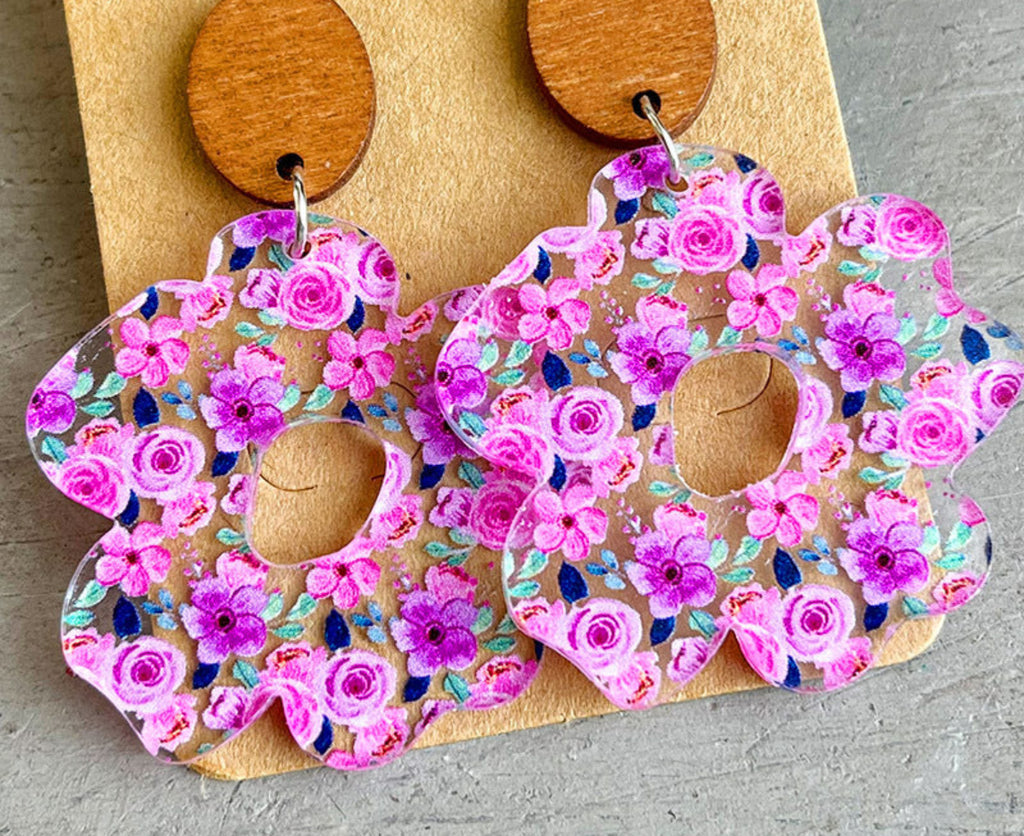 Botanical Flower Dangle Earrings