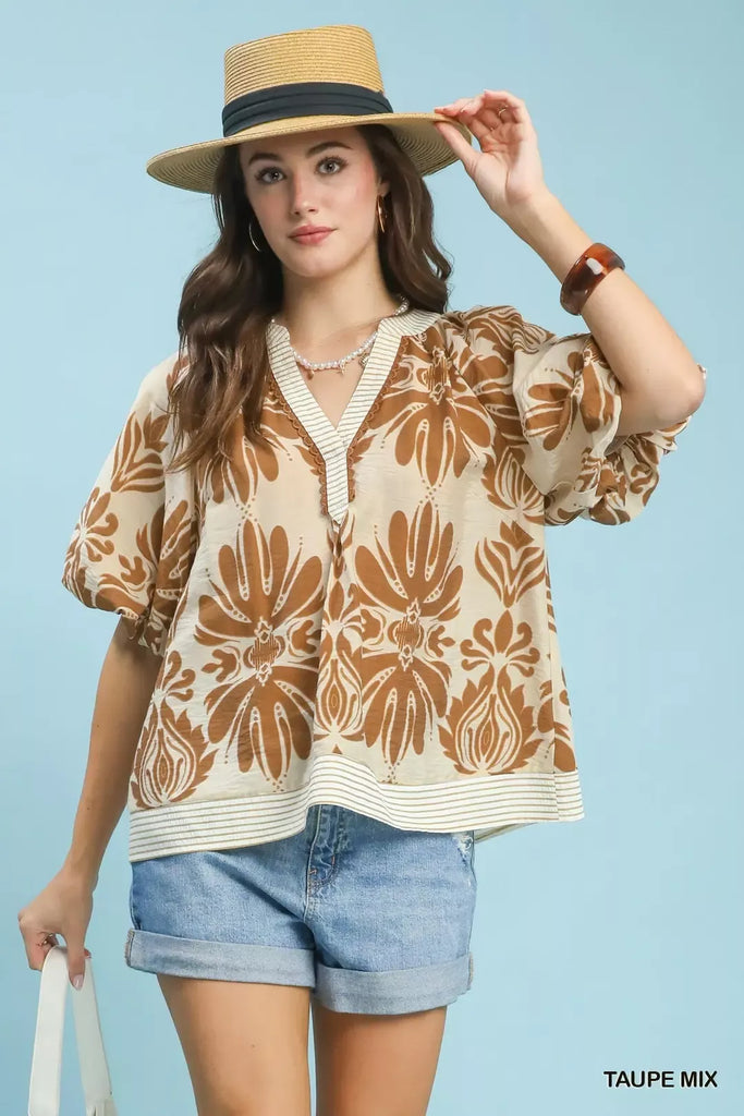 Mix Printed Top by Umgee