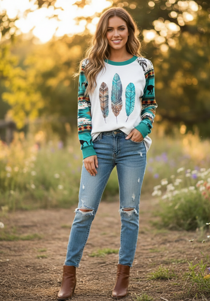 Aztec Feather Dreams Top