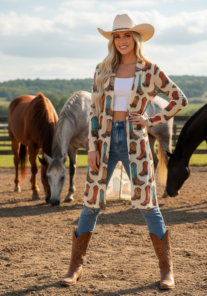 Turquoise Crazy Long Sleeve Top from Baha Ranch