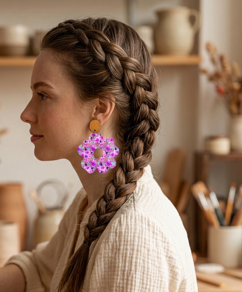 Botanical Flower Dangle Earrings