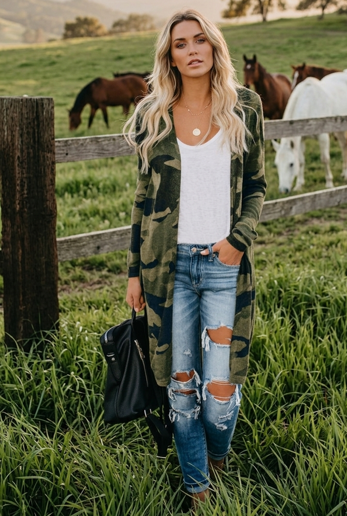 Riverbend Camo Cardigan Sweater