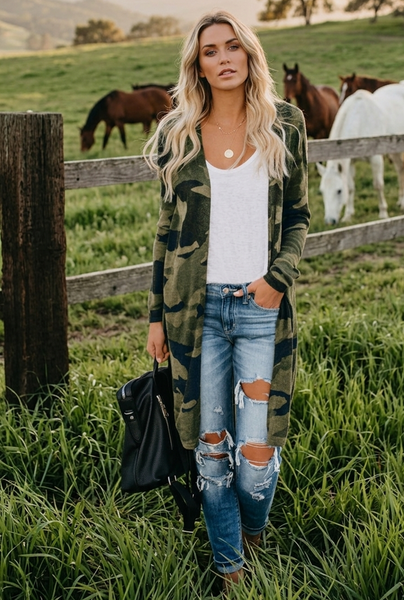 Riverbend Camo Cardigan Sweater