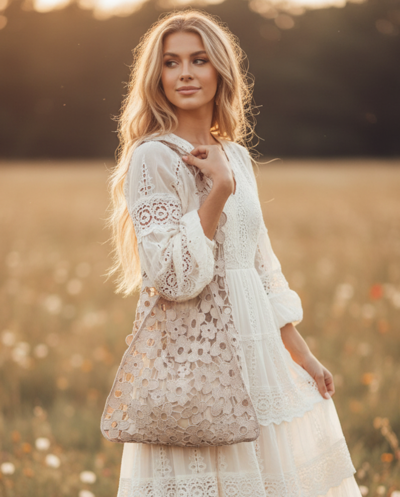 Romantically Yours Lace Cotton Tote Bag