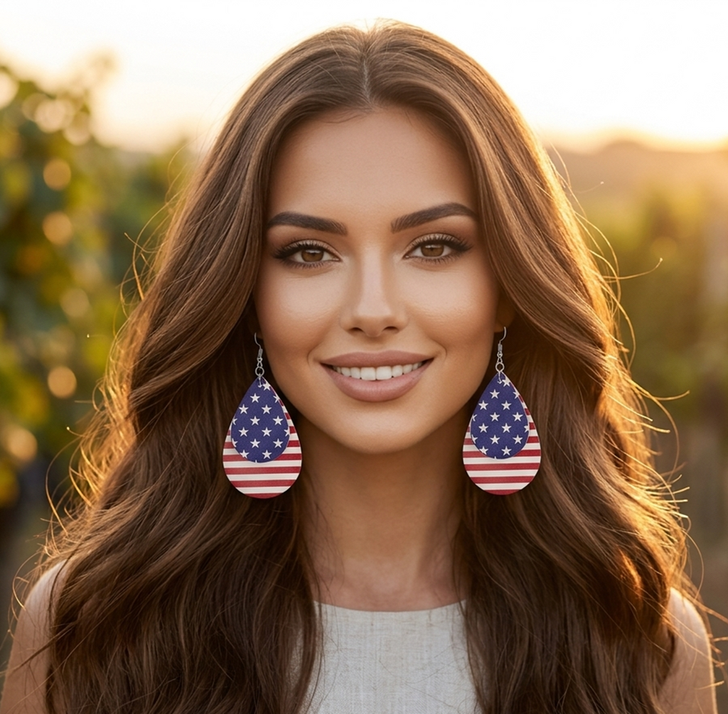 American Flag Patriotic Earrings