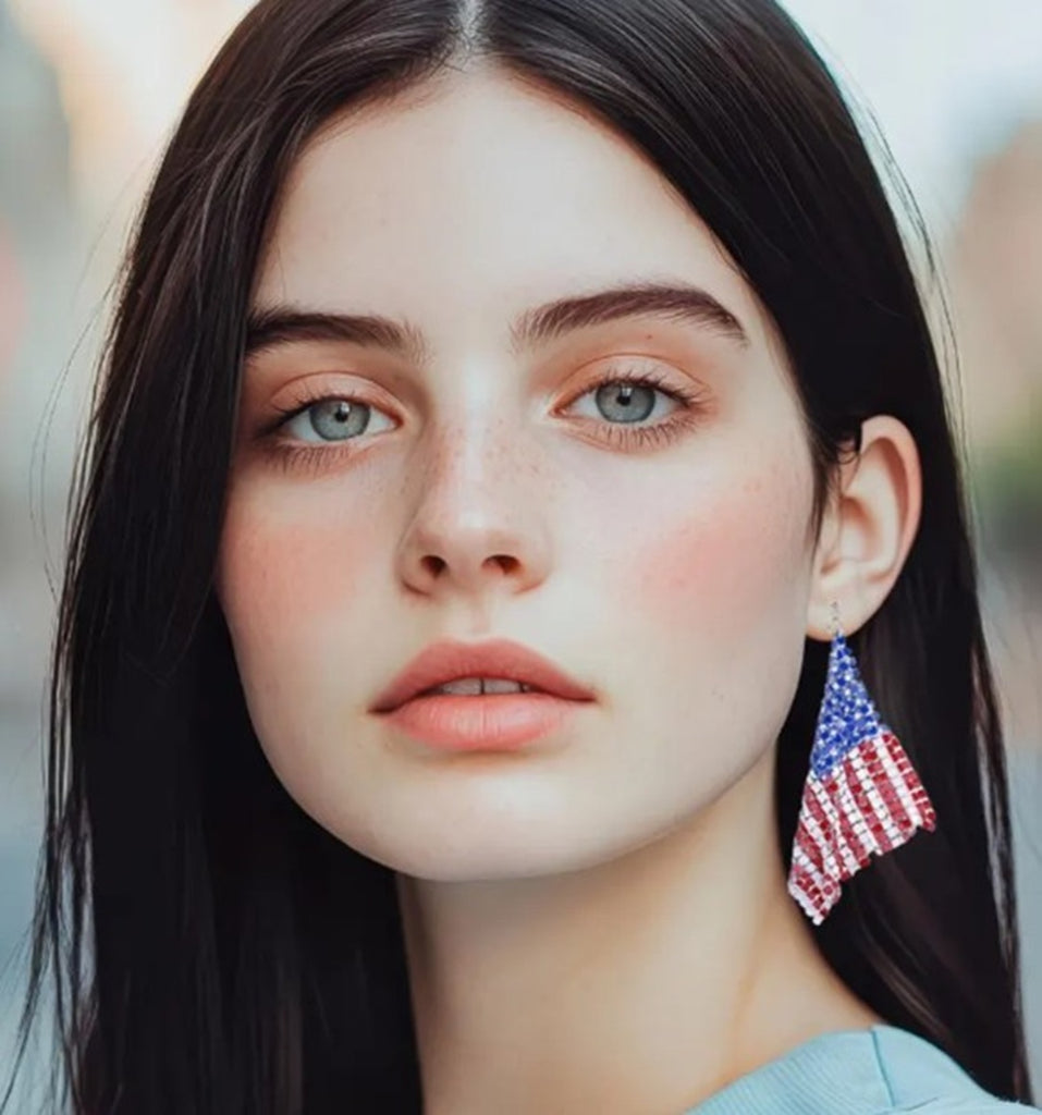 American USA Flag Patriotic Earrings