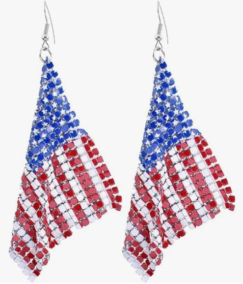 American USA Flag Patriotic Earrings