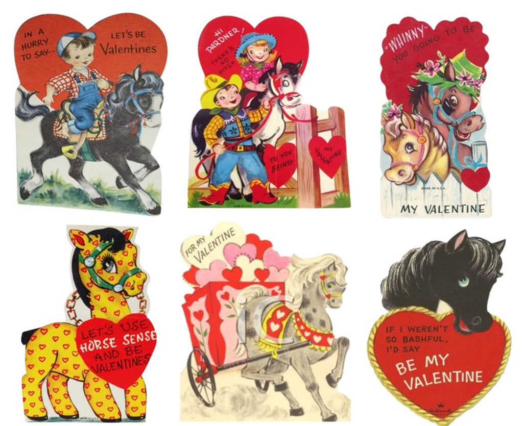 Vintage Horse Equestrian Western 50s Valentines Day Digital Download