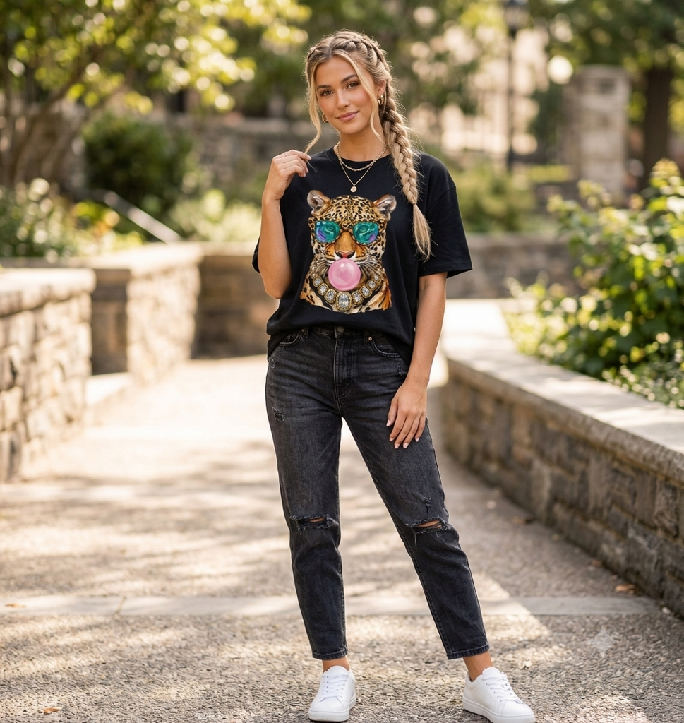 Cool Leopard Blowing Bubble Gum Punk(ish) T-Shirt