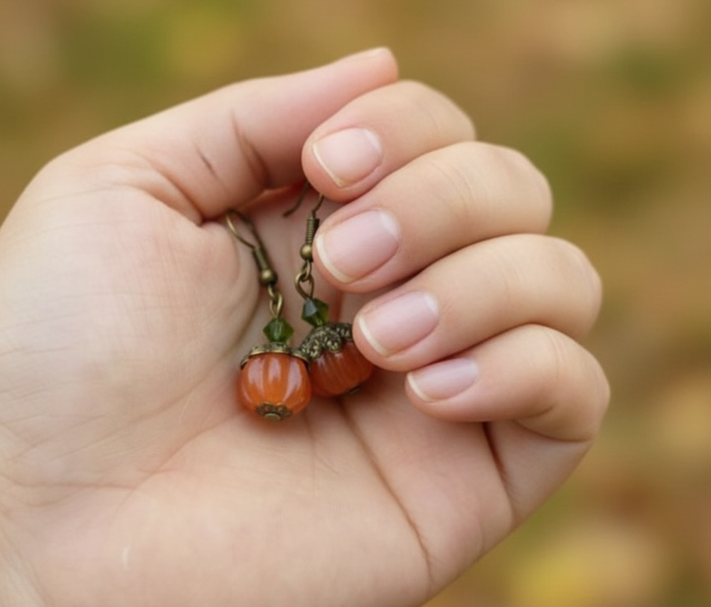 Feminine Petite Minimalist Fall Pumpkin Earrings