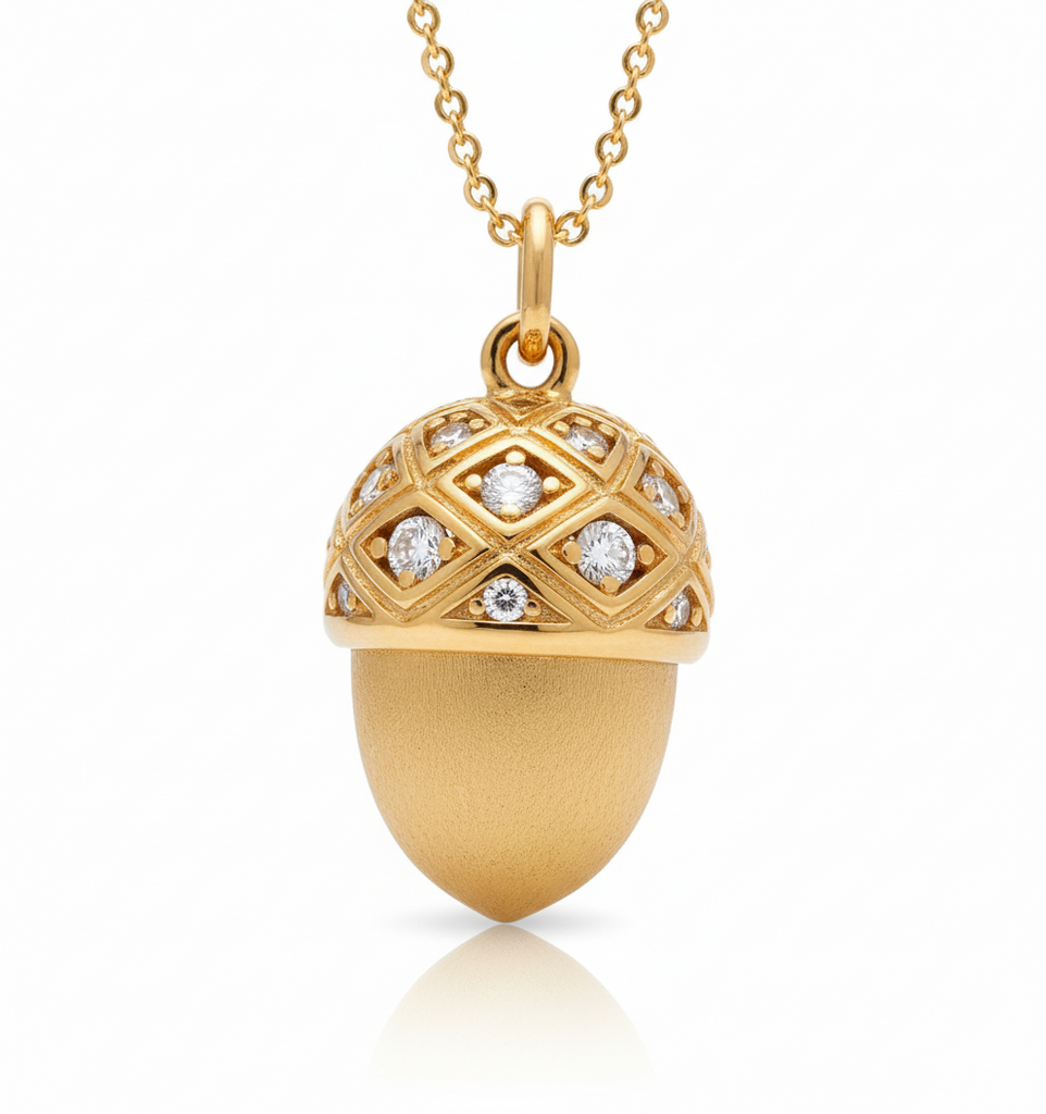 Gold Tone Petite Feminine Acorn Necklace