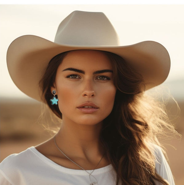 Turquoise Stone Star Earrings