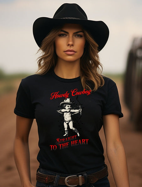 Howdy Cowboy Straight to the Heart Valentine Shirt