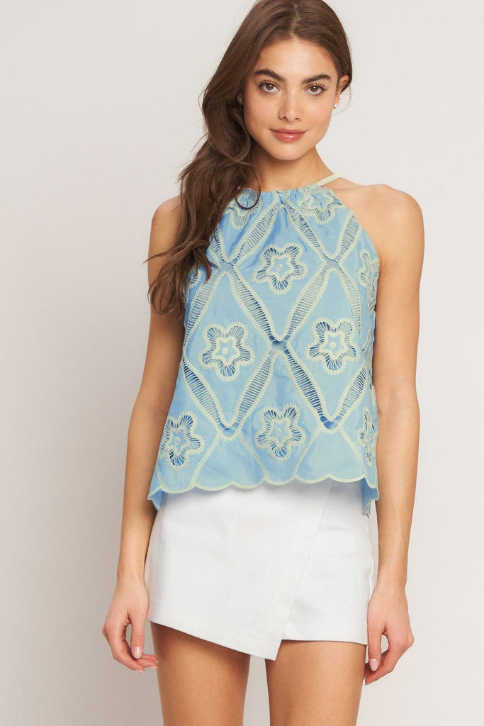 Sky Lace Halter Top by Flying Tomato