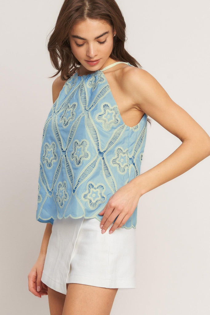 Sky Lace Halter Top by Flying Tomato