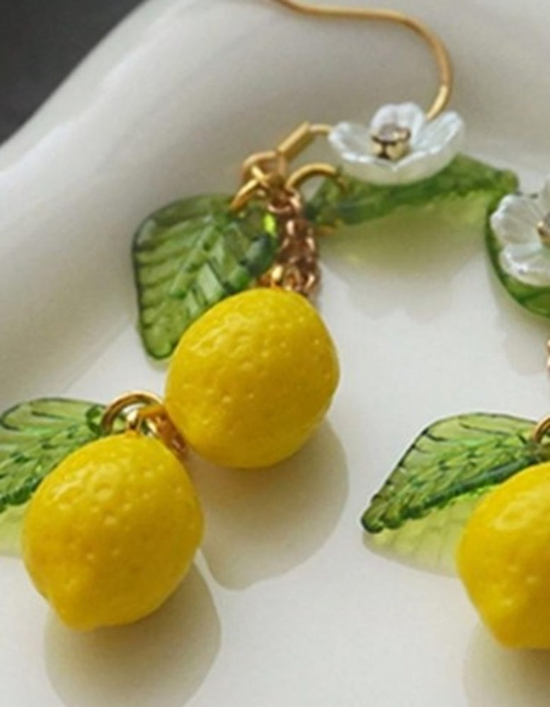 Lemon Fruit Dangly Earrings