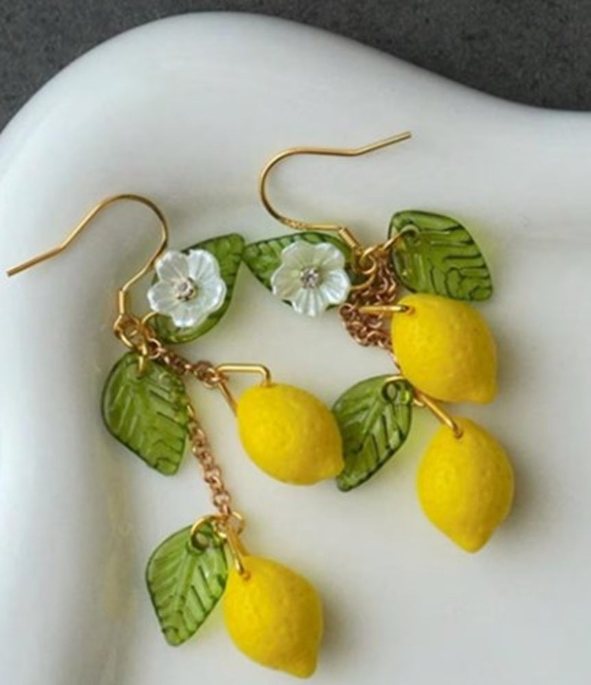Lemon Fruit Dangly Earrings