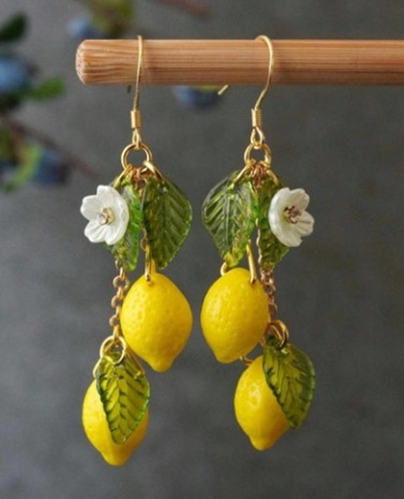 Lemon Fruit Dangly Earrings