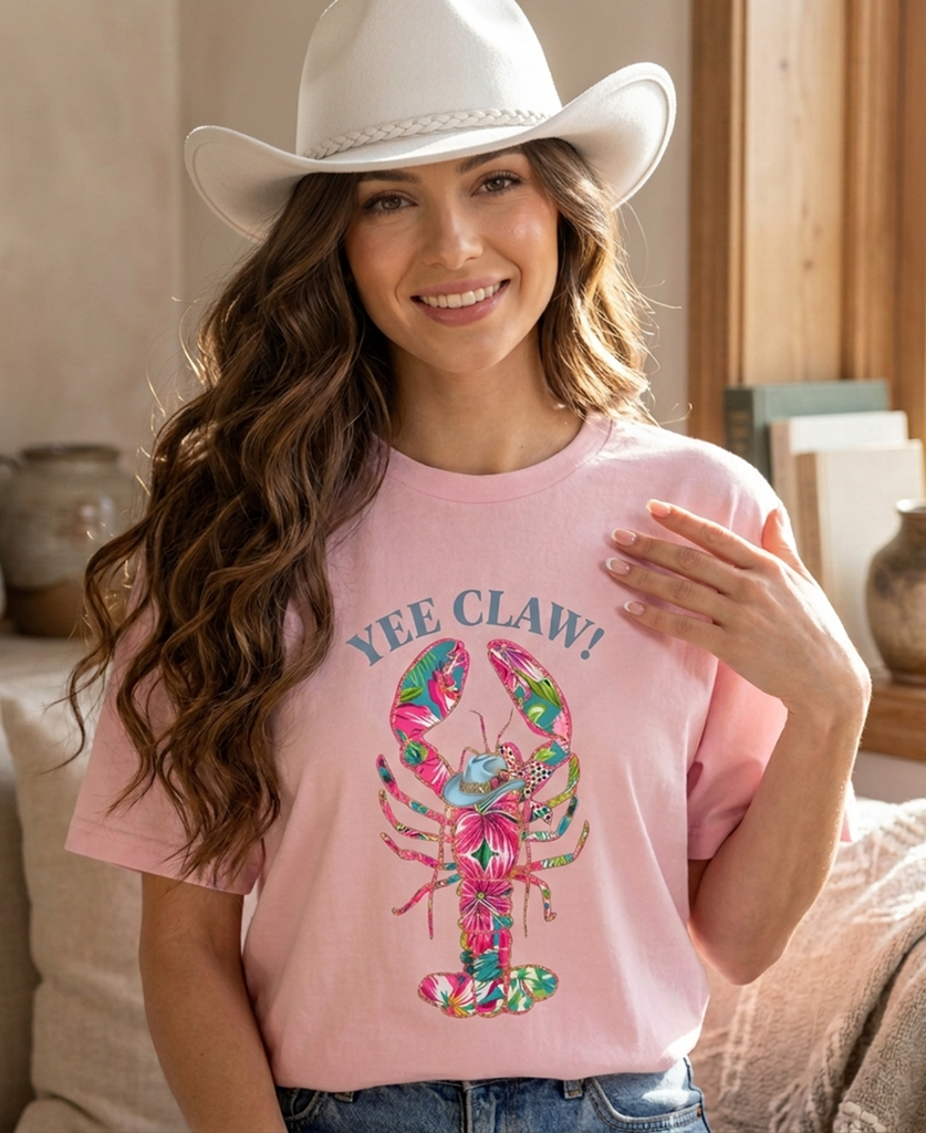 Yee Claw Coastal Cowgirl Lobster Shirt